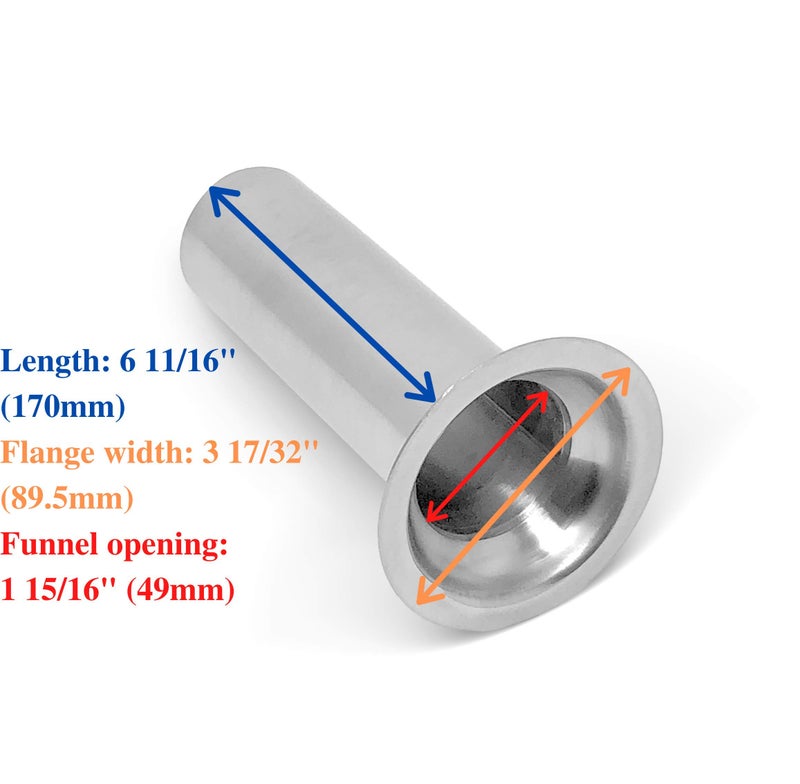 Tesor #22 Stainless Steel 2 Inch Meat Bag Filling Tube for Meat Grinder - Image 3